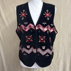 Vnt Velvet Christmas party Vest,90s ugly sweater westernwear